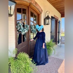 Jessica Howard Soutache Lace Sequin Ball Gown - Size 8 - Navy Blue